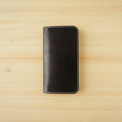 牛革 iPhone 11 Pro カバー  ヌメ革  レザーケース  手帳型  ブラックカラー 2枚目の画像