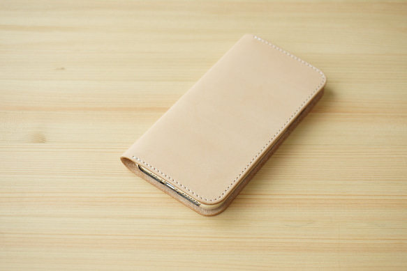 牛皮 iPhone12/12Pro 保護套 鞣革皮套 筆記本類型 自然色 第2張的照片