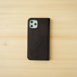 牛革 iPhone12/12Pro カバー  ヌメ革  レザーケース  手帳型  ブラックカラー 4枚目の画像