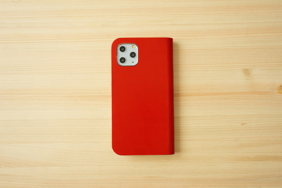 牛皮 iPhone13 保護套 鞣革皮套 筆記本型 紅色 第4張的照片