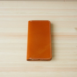 牛革 iPhone6/6sカバー  ヌメ革  レザーケース  手帳型  キャメルカラー 2枚目の画像