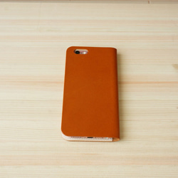 牛革 iPhone6/6sカバー  ヌメ革  レザーケース  手帳型  キャメルカラー 3枚目の画像