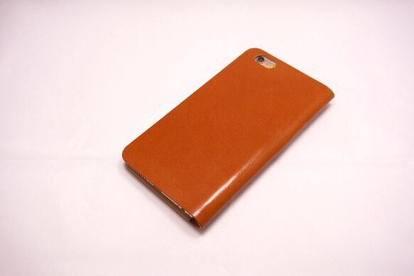 牛革 iPhone6Plus/6sPlusカバー  ヌメ革  レザーケース  手帳型  キャメルカラー 4枚目の画像