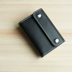 牛革  カードポケット レザー キーケース 4連 ブラック 3枚目の画像