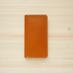牛革 iPhone8Plus/7Plusカバー  ヌメ革  レザーケース  手帳型  キャメルカラー 1枚目の画像