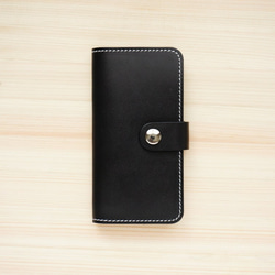 牛皮 iPhone Notebook Type Nume Leather Black (SE3 / SE2 / XR / XS 第1張的照片