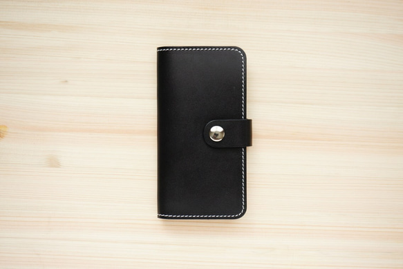 牛皮 iPhone Notebook Type Nume Leather Black (SE3 / SE2 / XR / XS 第1張的照片