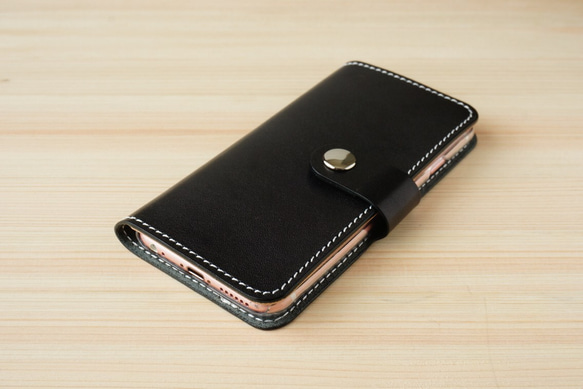 牛皮 iPhone Notebook Type Nume Leather Black (SE3 / SE2 / XR / XS 第4張的照片