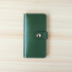 牛皮 iPhone 筆記型 鞣革 綠色 (SE3/SE2/XR/XS/X/8/8Plus/7/7Plus/) 第1張的照片
