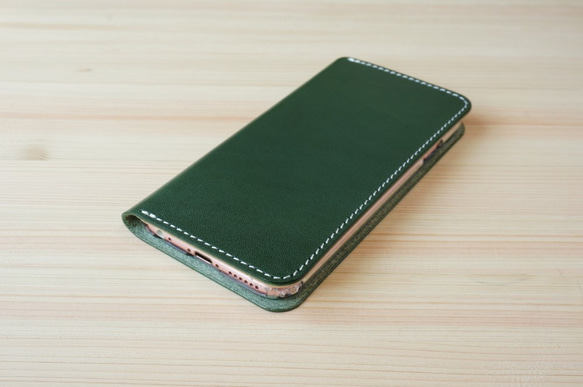 牛皮 iPhone6 / 6s 保護套數字皮革皮套筆記本型綠色 第1張的照片