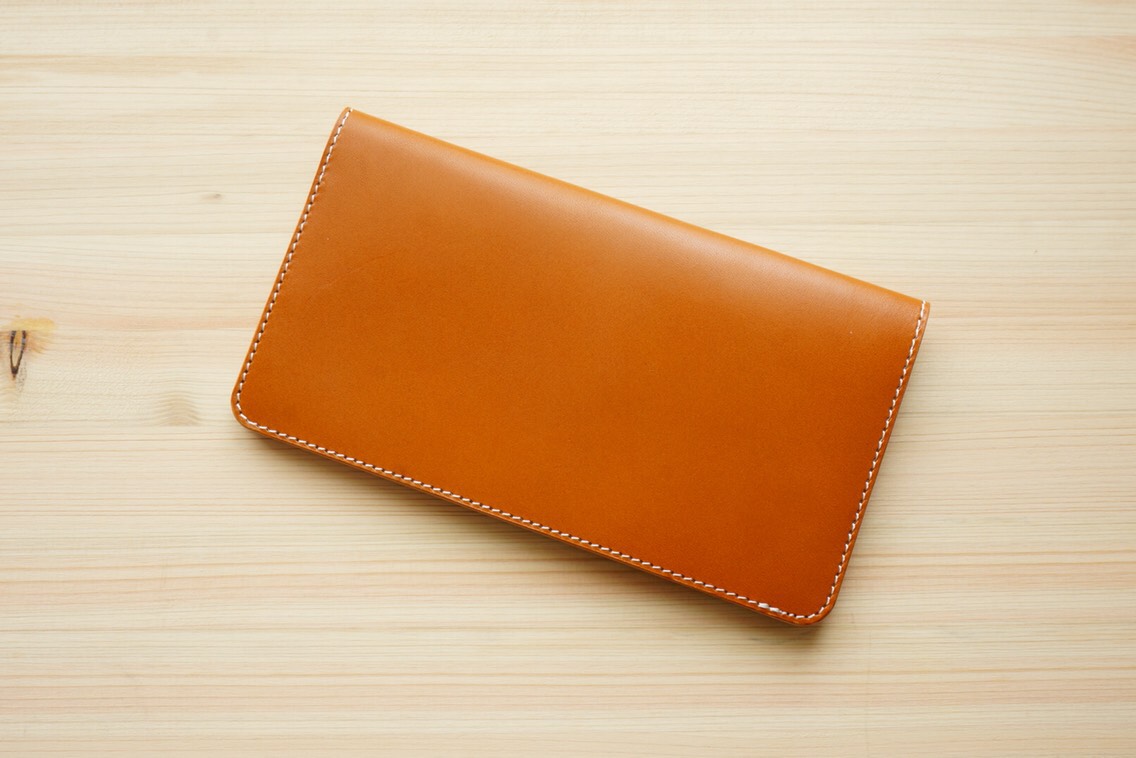 牛革 お札が入る 通帳ケース 通帳カバー ヌメ革 キャメル