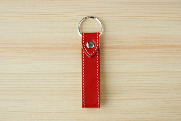 牛皮鑰匙扣鑰匙圈紅色 第2張的照片