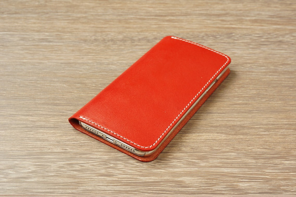 牛皮 iPhone XR 保護套 Nume 皮革皮套筆記本型紅色 第1張的照片