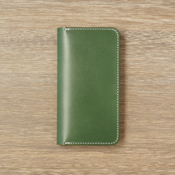 牛革 iPhone XR カバー  ヌメ革  レザーケース  手帳型 グリーンカラー 2枚目の画像
