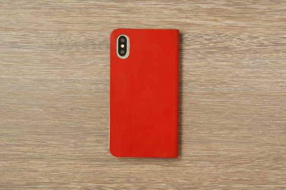 牛皮 iPhone XS Max Cover 數字皮套 筆記本型 紅色 第4張的照片
