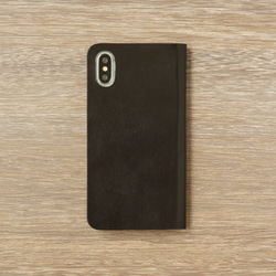 牛革 iPhone XS Max カバー  ヌメ革  レザーケース  手帳型  ブラックカラー 4枚目の画像