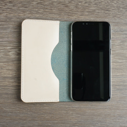 牛革 iPhone XS Max カバー  ヌメ革  レザーケース  手帳型  ネイビーカラー 2枚目の画像