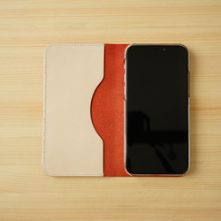 牛皮 iPhone 11 Pro Max 保護套鞣製皮革皮套筆記本型紅色 第3張的照片