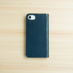 牛皮 iPhoneSE2 保護套 鞣革 皮套 筆記本類型 海軍藍 第2張的照片
