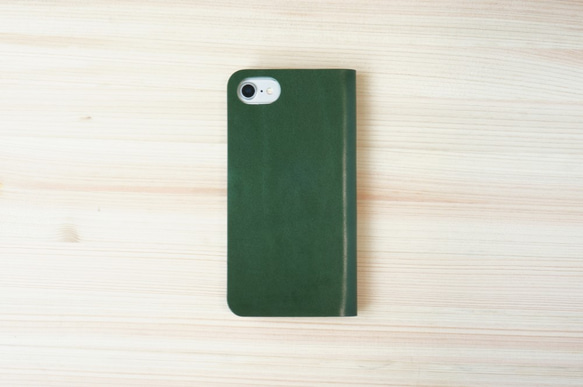 牛皮 iPhoneSE2 保護套 Nume 皮革皮套 筆記本型 綠色 第2張的照片