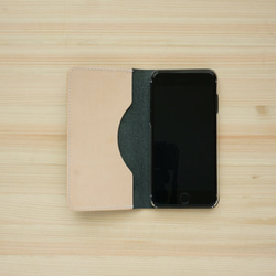 牛革 iPhoneSE2 カバー  ヌメ革  レザーケース  手帳型  ブラックカラー 3枚目の画像