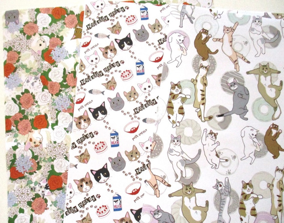 猫デザインペーパー「ドーナッツ」（5種類ｘ2枚ずつセット） 2枚目の画像