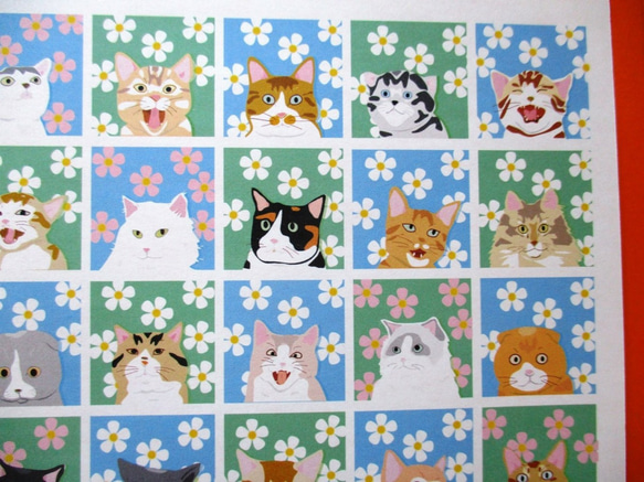 猫とお花シール（数字のおまけ付き） 3枚目の画像