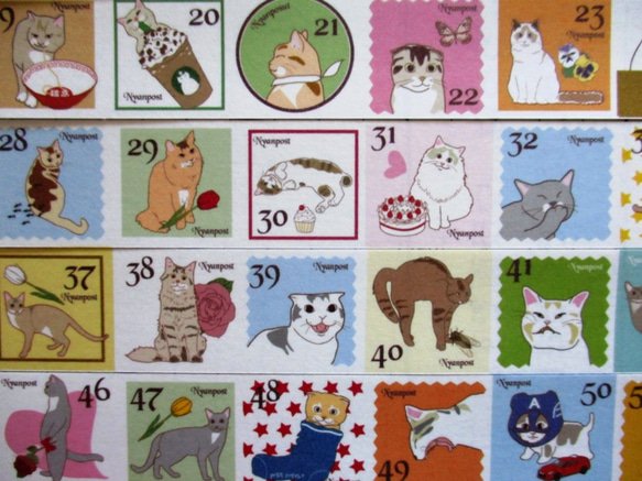 七彩貓郵票福密封貓戳富美紋紙膠帶 第3張的照片