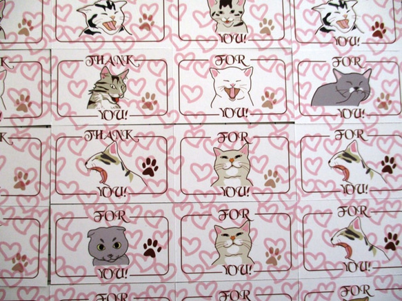 猫のTHANK YOUシール(ハート） 3枚目の画像