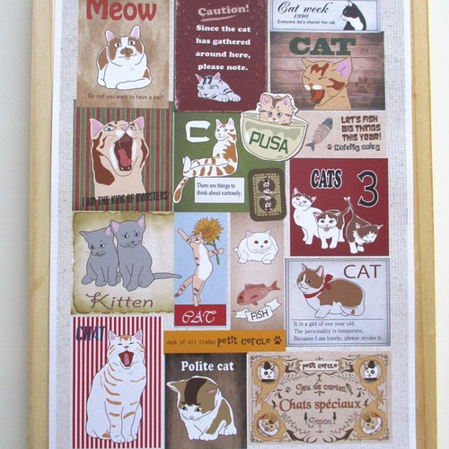 ヴィンテージふう猫ポスター（ちょっと古いポスター風にしてみ