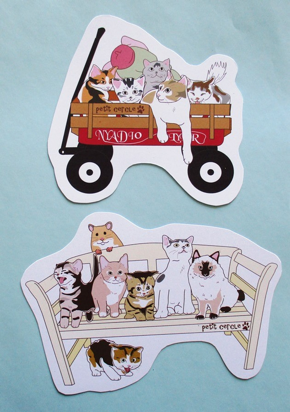 猫変形ポストカード（ベンチ） ポストカード Petit Cercle（プチ