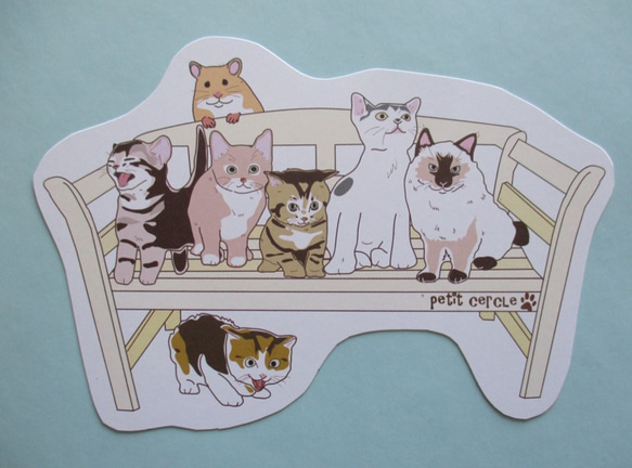 猫変形ポストカード（ベンチ） 3枚目の画像