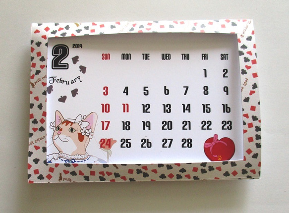 2019猫カレンダー＜ポストカードサイズ・紙フレーム付＞ 2枚目の画像