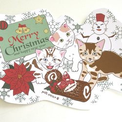 猫変形ポストカード「ハッピークリスマス」(またまた今年も登場） 4枚目の画像