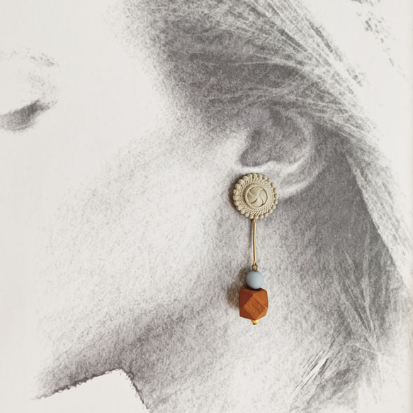 [僅限秋/冬] Aster的搖擺耳環.. Greige x Terracotta .. 第3張的照片