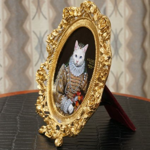 肉筆アクリル画「ねこ貴族 エリザネコ1世」マトソン製24K