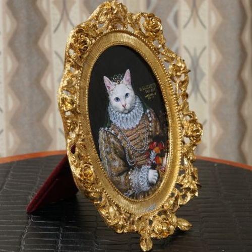 肉筆アクリル画「ねこ貴族 エリザネコ1世」マトソン製24K