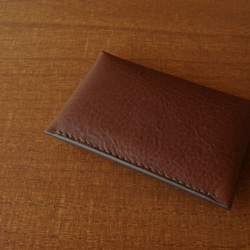 【受注生産】Italian leather Business Card Case（ギボシタイプ）／choco 2枚目の画像