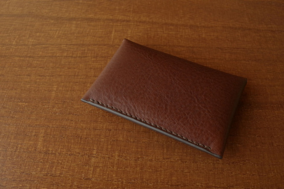 【受注生産】Italian leather Business Card Case（ギボシタイプ）／choco 2枚目の画像