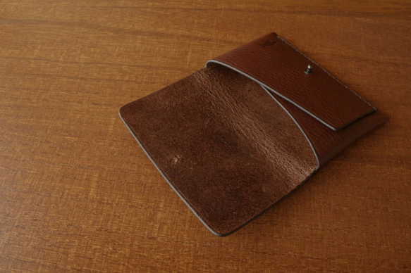 【受注生産】Italian leather Business Card Case（ギボシタイプ）／choco 3枚目の画像