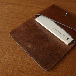【受注生産】Italian leather Business Card Case（ギボシタイプ）／choco 4枚目の画像