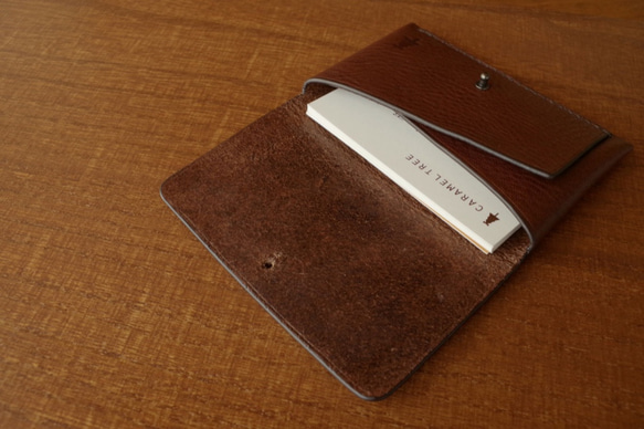 【受注生産】Italian leather Business Card Case（ギボシタイプ）／choco 4枚目の画像