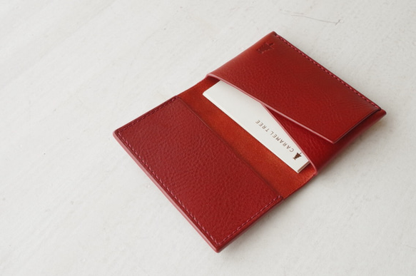 【受注生産】Italian leather Business Card Case／red 1枚目の画像