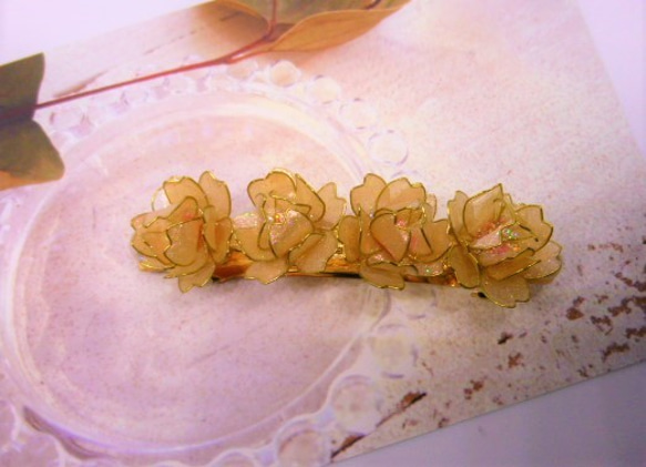 八重桜のバレッタ　エレガントゴールド 1枚目の画像