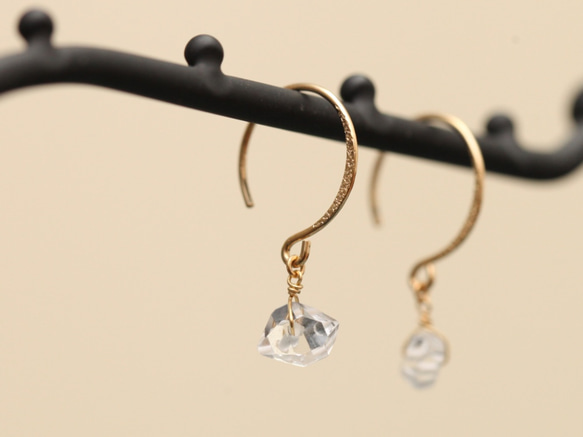 Herkimer 鑽石 K18 設計耳環～渚的光彩～ 第5張的照片