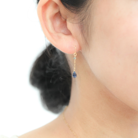 K18藍寶石耳環魅力 第3張的照片
