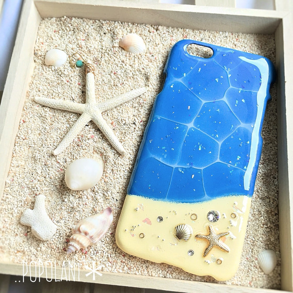 【人氣★】*沙灘～來自大海的禮物～*iPhone（智能手機）保護套*藍色 第1張的照片