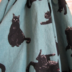 黒猫グリーン・バルーンスカート【受注作成・サイズオーダー・おおきいサイズも作成可】 6枚目の画像