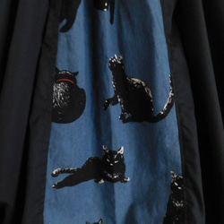黒猫・バルーンスカート（ネイビー）【受注作成・サイズオーダー】大きいサイズも作成可 4枚目の画像