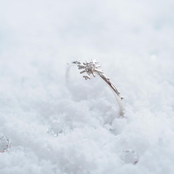 * ~ Snow Crystal ~ * Snow Crystal 戒指和耳夾（銀色）&lt;* Creema Limited& 第2張的照片